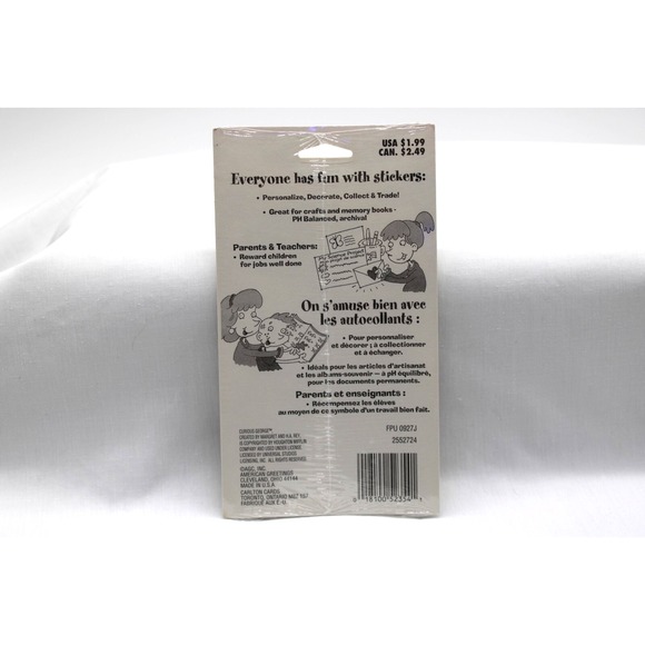 VTG CURIOUS‎ GEORGE Stickers NEW Sticker Zone by American Greetings Sealed - Picture 4 of 4